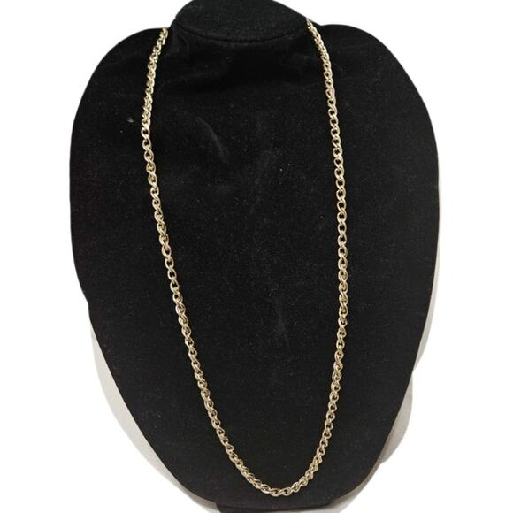 30s 40s Crown Trifari Gold Long Chain Link Opera Length Statement Necklace - Picture 1 of 5